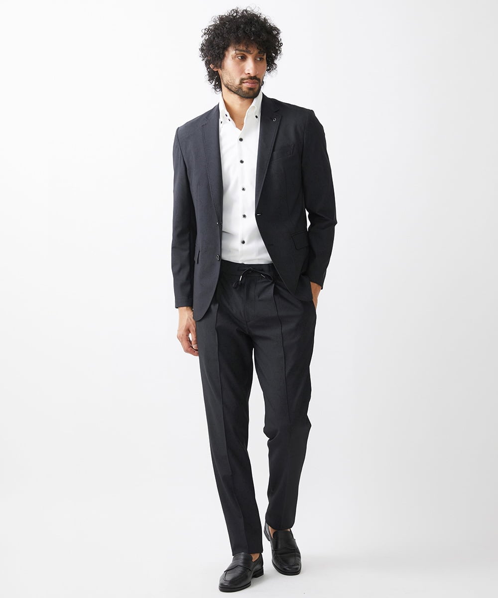 MNDAA50450 MICHEL KLEIN HOMME(ミッシェルクラン オム) 総柄テーラードジャケット セットアップ ブラック