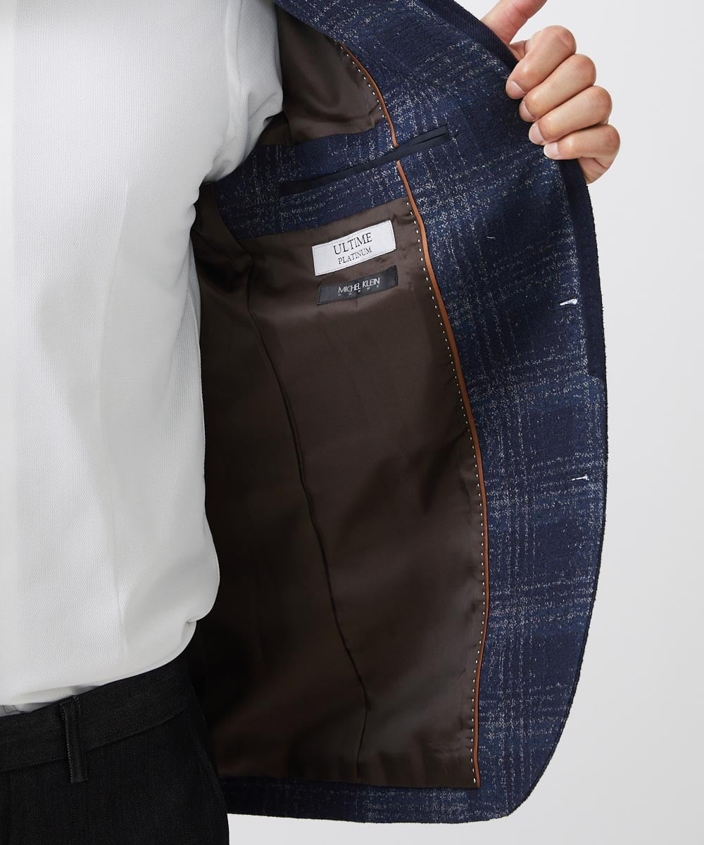 MNDAA52630 MICHEL KLEIN HOMME(ミッシェルクラン オム) チェック柄コンバーチブルジャケット ネイビー