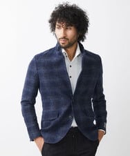 MNDAA52630 MICHEL KLEIN HOMME(ミッシェルクラン オム) チェック柄コンバーチブルジャケット ネイビー