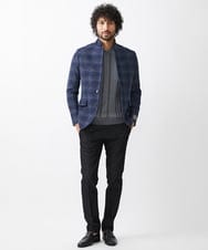 MNDAA52630 MICHEL KLEIN HOMME(ミッシェルクラン オム) チェック柄コンバーチブルジャケット ネイビー