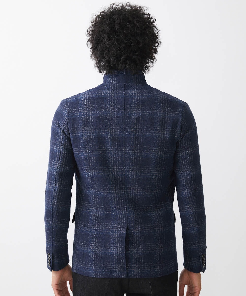 MNDAA52630 MICHEL KLEIN HOMME(ミッシェルクラン オム) チェック柄コンバーチブルジャケット ネイビー