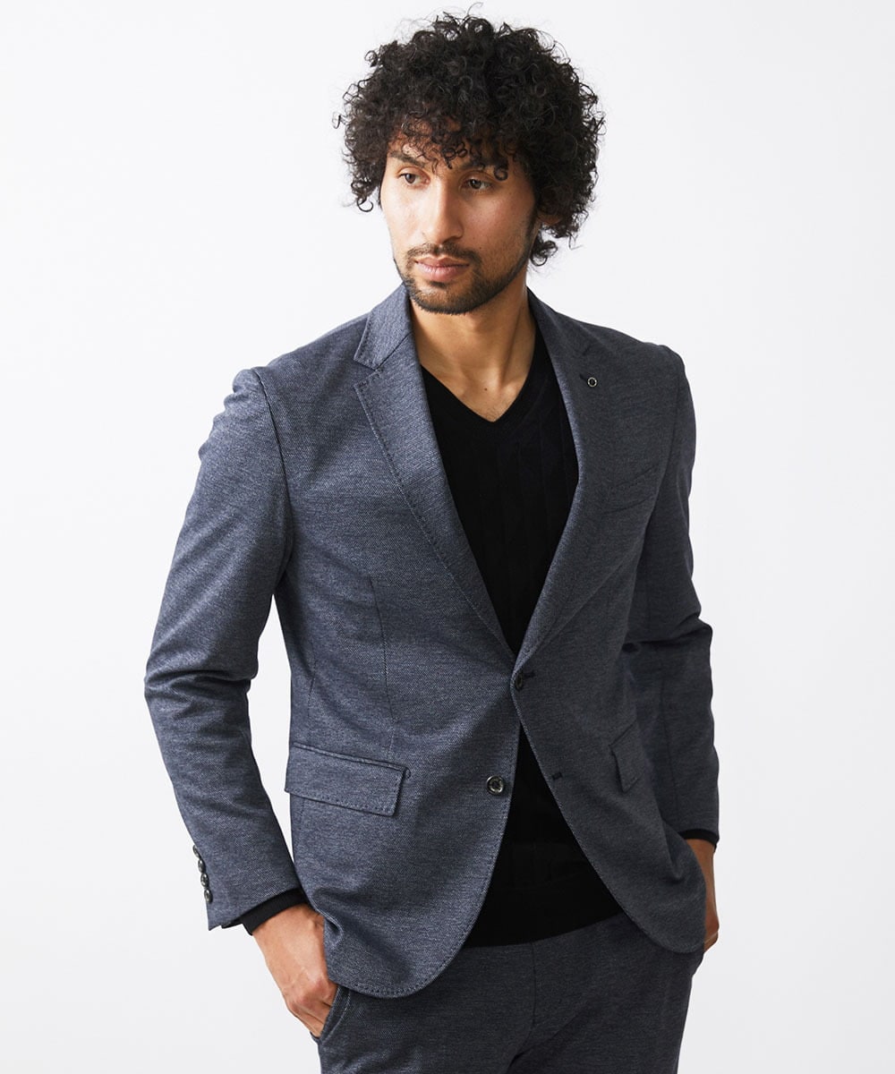 MNDAA55430 MICHEL KLEIN HOMME(ミッシェルクラン オム) ウール調ストレッチテーラードジャケット セットアップ ネイビー