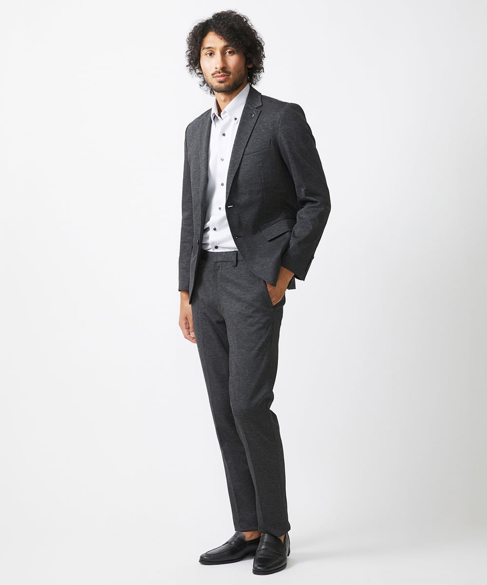 MNDAA55430 MICHEL KLEIN HOMME(ミッシェルクラン オム) ウール調ストレッチテーラードジャケット セットアップ ダークグレー