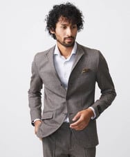 MNDAA57530 MICHEL KLEIN HOMME(ミッシェルクラン オム) スタンドカラーストレッチジャケット セットアップ ブラウン