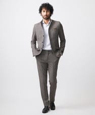 MNDAA57530 MICHEL KLEIN HOMME(ミッシェルクラン オム) スタンドカラーストレッチジャケット セットアップ ブラウン
