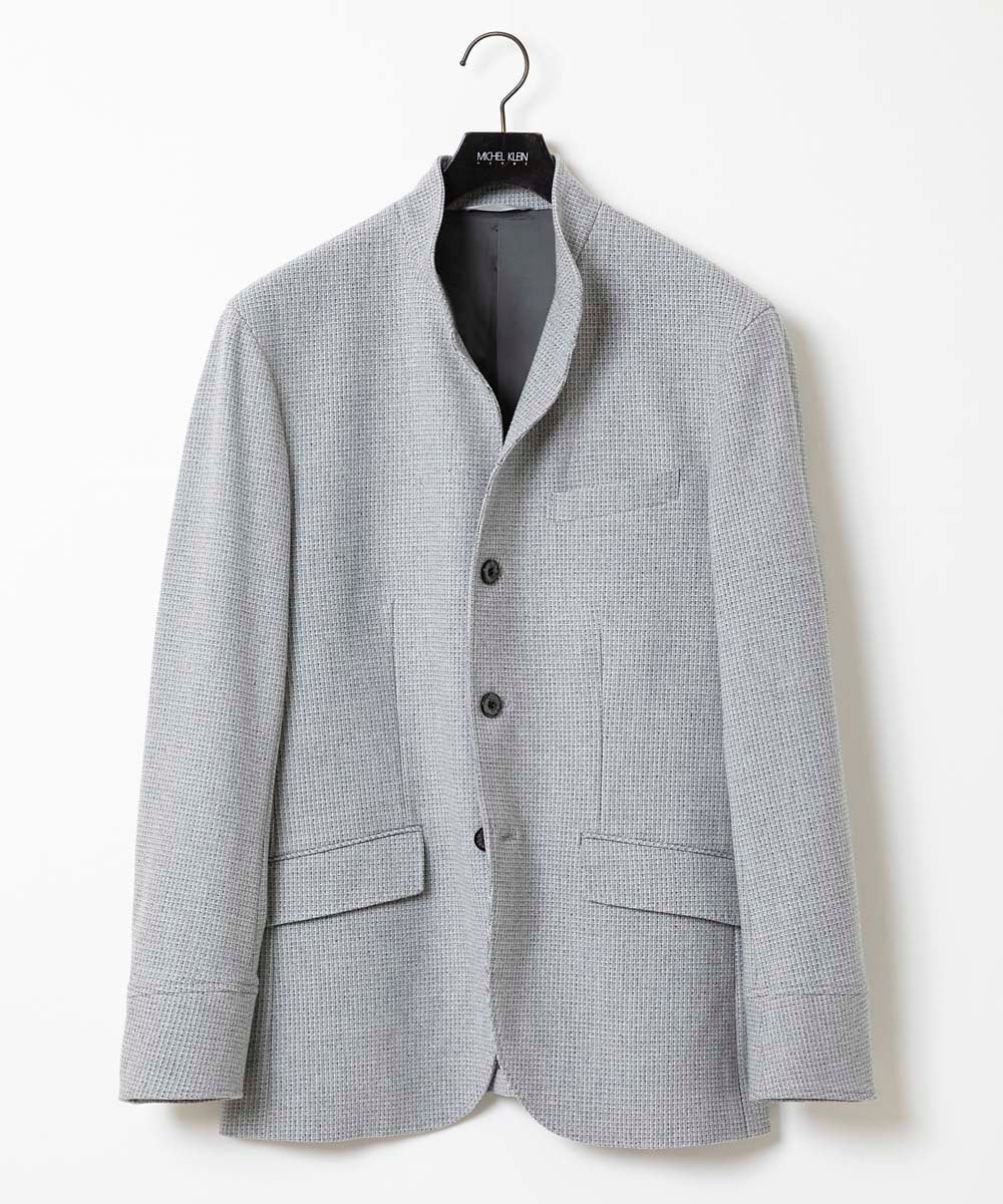 MNDAA57530 MICHEL KLEIN HOMME(ミッシェルクラン オム) スタンドカラーストレッチジャケット セットアップ グレー