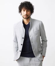 MNDAA57530 MICHEL KLEIN HOMME(ミッシェルクラン オム) スタンドカラーストレッチジャケット セットアップ グレー