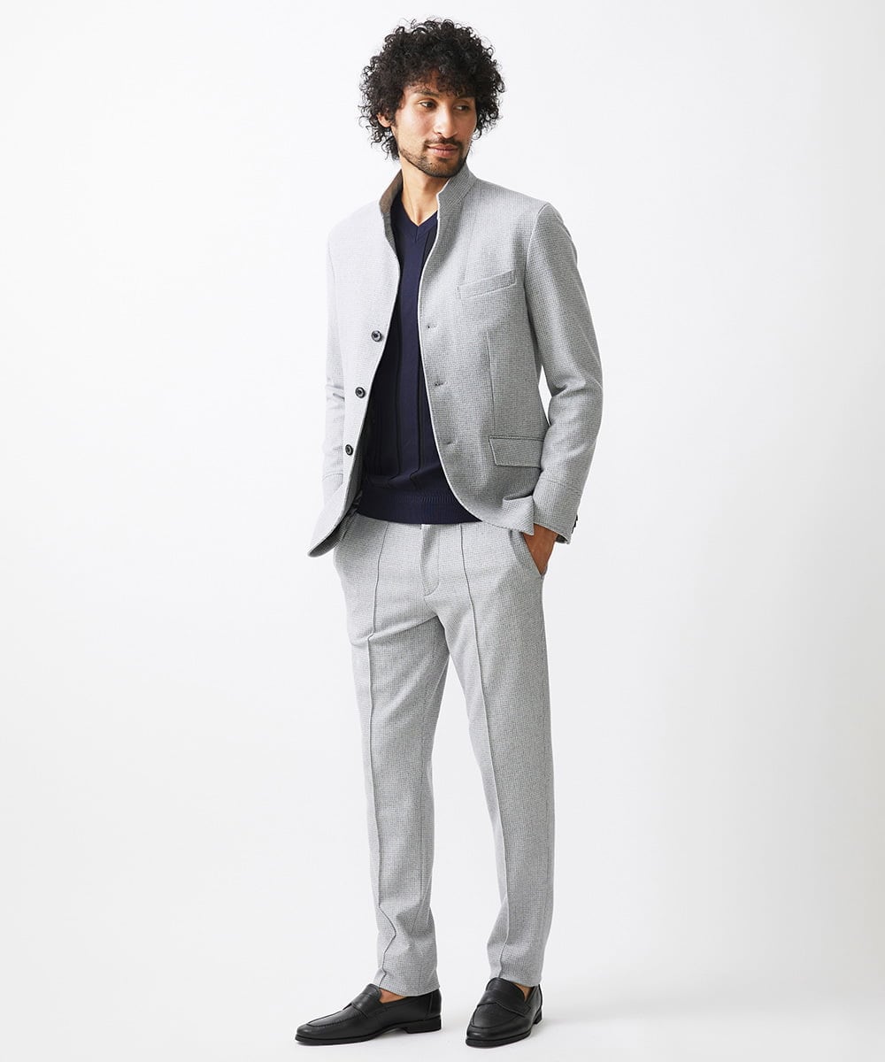 MNDAA57530 MICHEL KLEIN HOMME(ミッシェルクラン オム) スタンドカラーストレッチジャケット セットアップ グレー