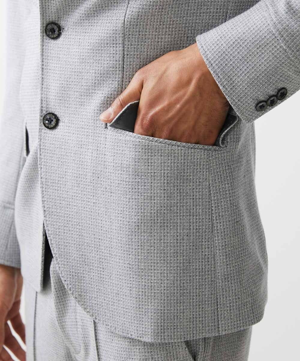 MNDAA57530 MICHEL KLEIN HOMME(ミッシェルクラン オム) スタンドカラーストレッチジャケット セットアップ グレー