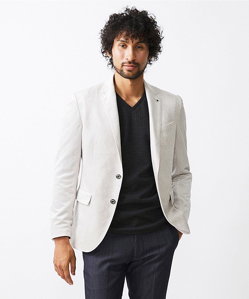 MNDAA58490 MICHEL KLEIN HOMME(ミッシェルクラン オム) ベロアストレッチテーラードジャケット ベージュ