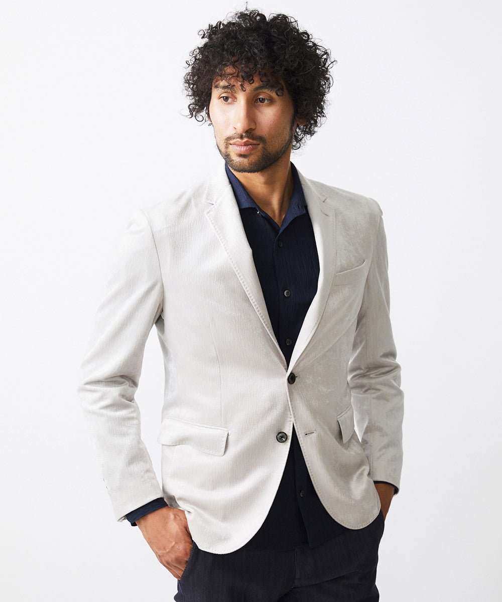 MNDAA58490 MICHEL KLEIN HOMME(ミッシェルクラン オム) ベロアストレッチテーラードジャケット ベージュ