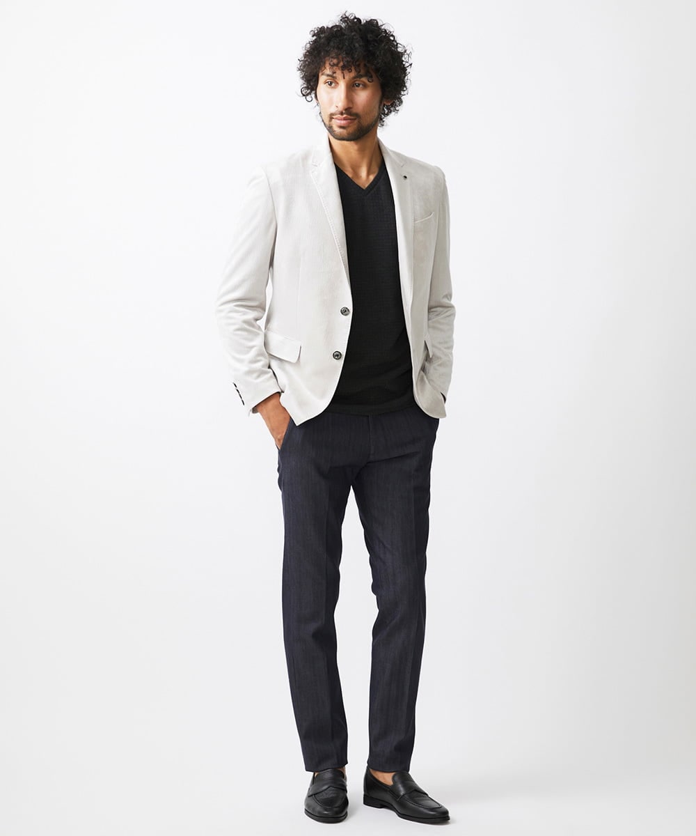 MNDAA58490 MICHEL KLEIN HOMME(ミッシェルクラン オム) ベロアストレッチテーラードジャケット ベージュ