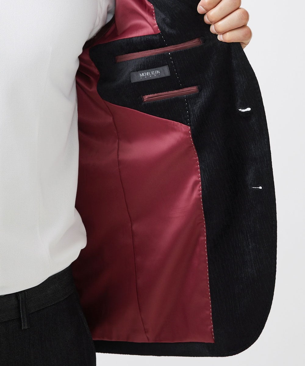 MNDAA58490 MICHEL KLEIN HOMME(ミッシェルクラン オム) ベロアストレッチテーラードジャケット ブラック