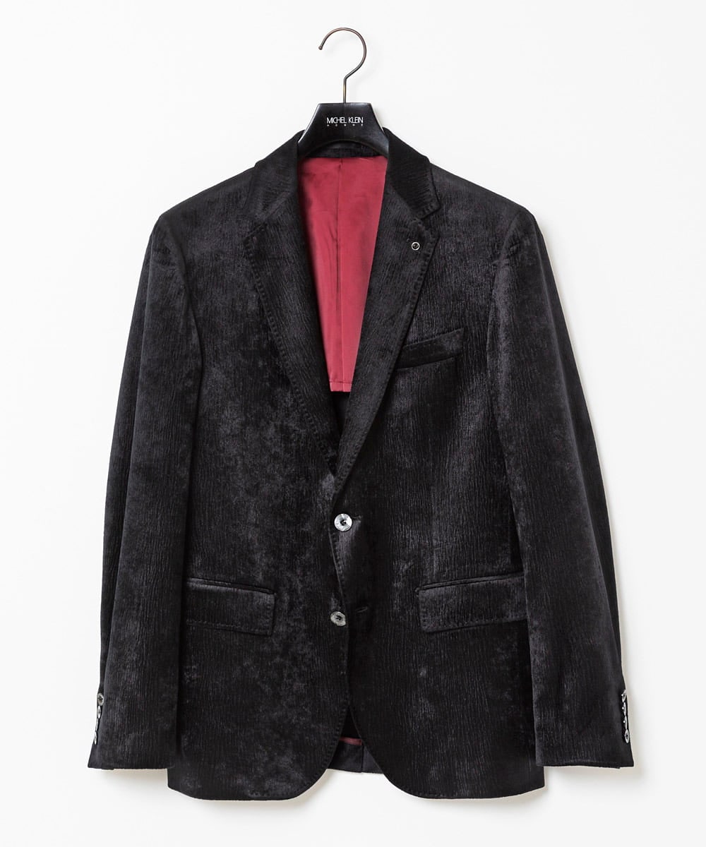 MNDAA58490 MICHEL KLEIN HOMME(ミッシェルクラン オム) ベロアストレッチテーラードジャケット ブラック