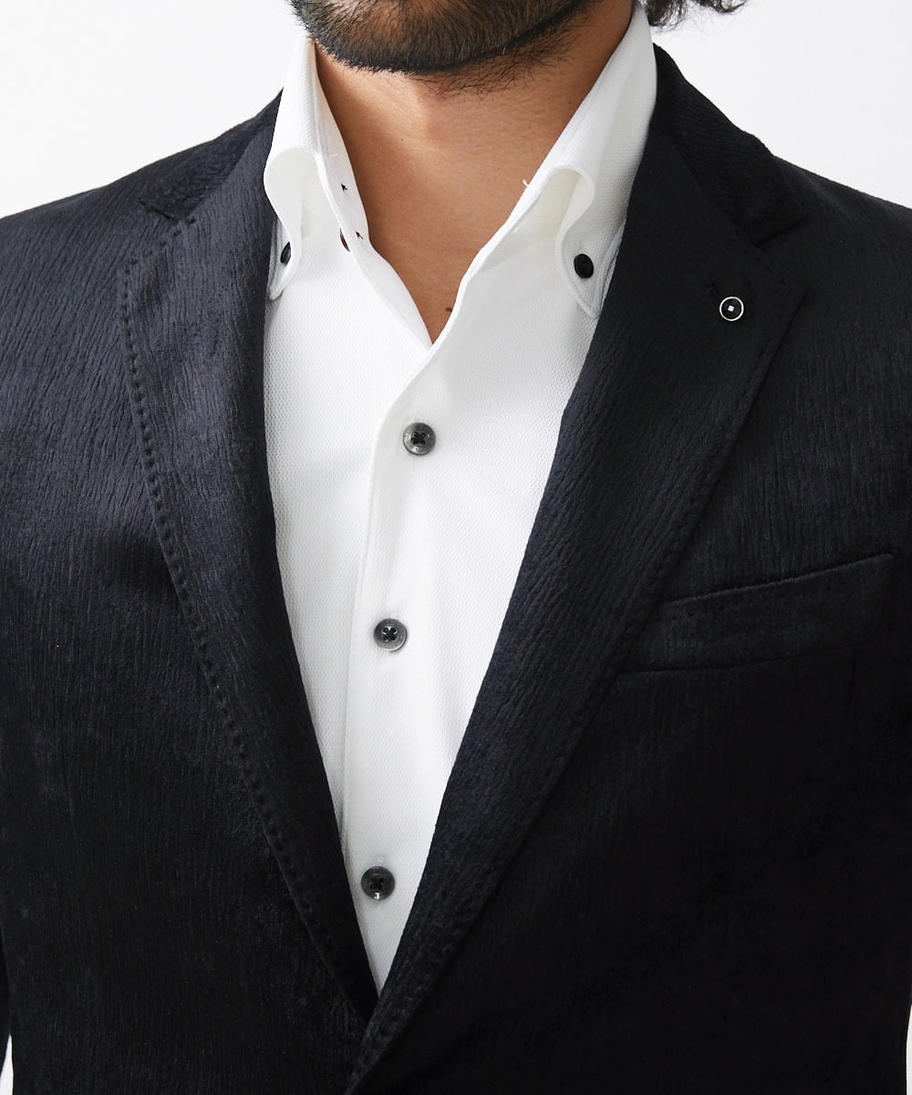 MNDAA58490 MICHEL KLEIN HOMME(ミッシェルクラン オム) ベロアストレッチテーラードジャケット ブラック