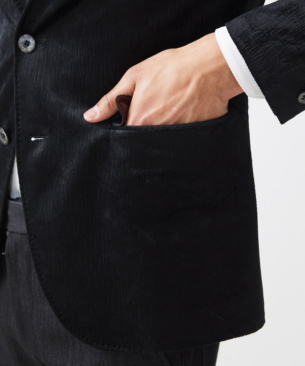 MNDAA58490 MICHEL KLEIN HOMME(ミッシェルクラン オム) ベロアストレッチテーラードジャケット ブラック