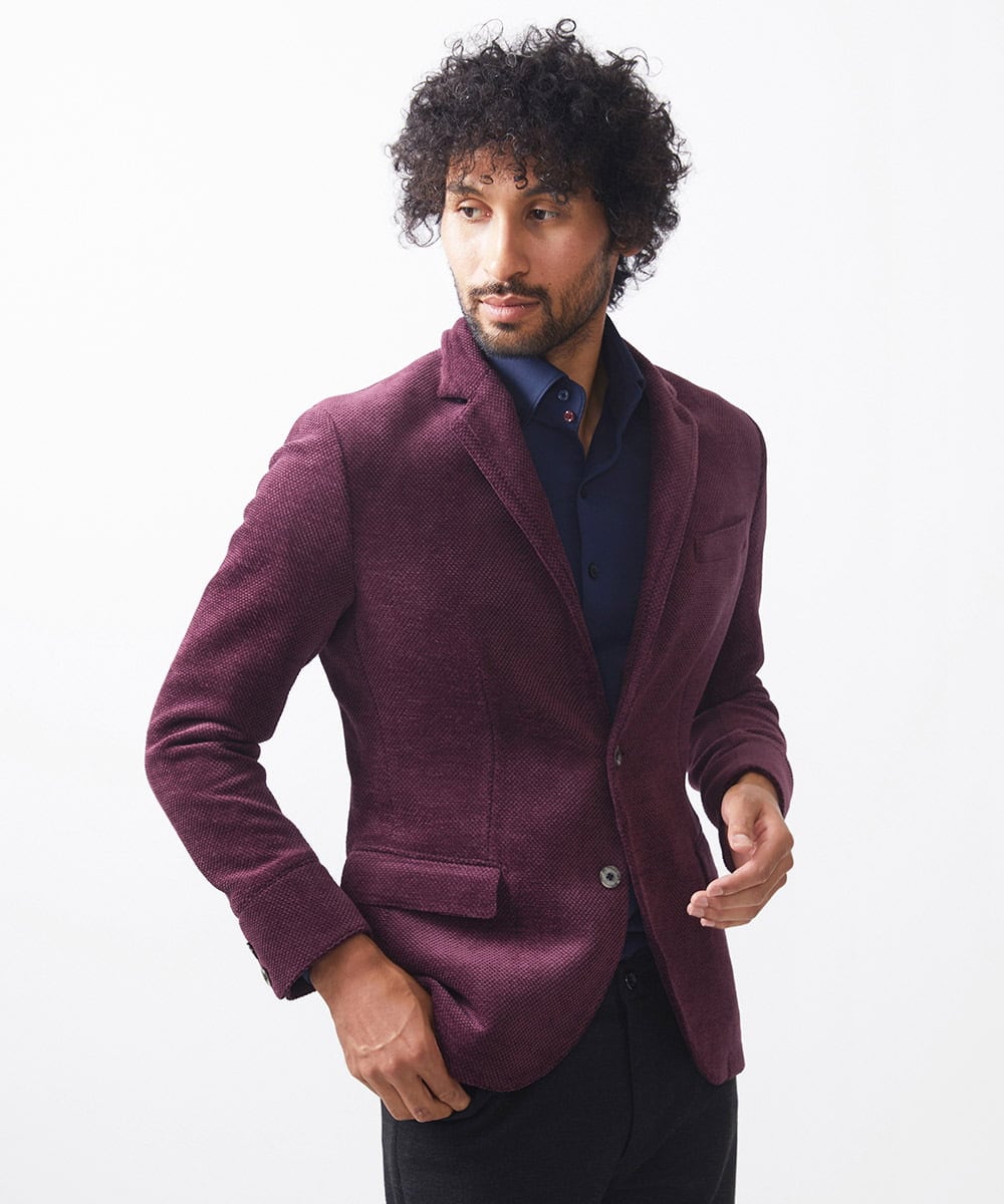MNDAC54540 MICHEL KLEIN HOMME(ミッシェルクラン オム) スエード調コンバーチブルジャケット パープル