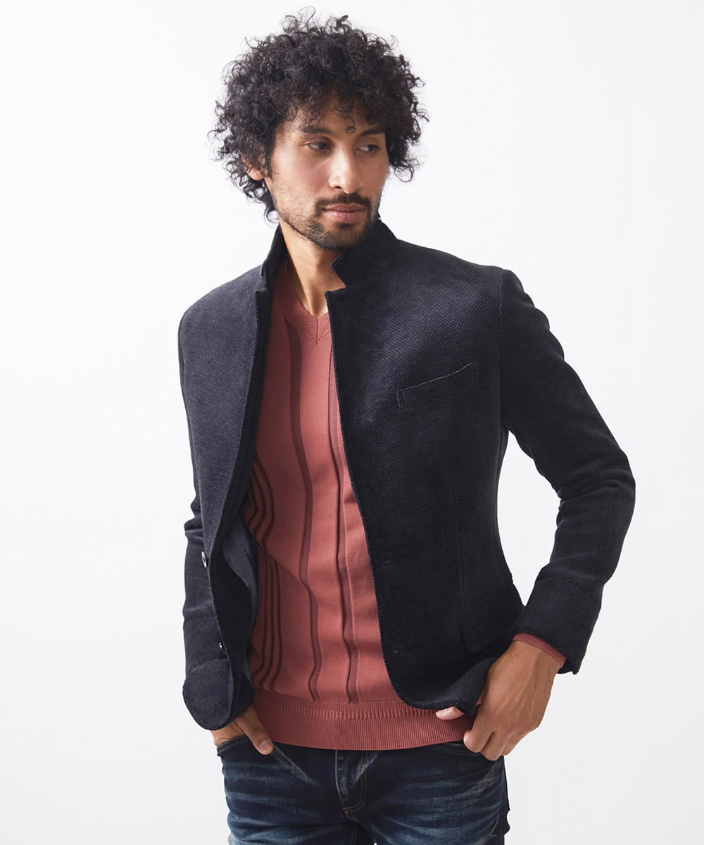 MNDAC54540 MICHEL KLEIN HOMME(ミッシェルクラン オム) スエード調コンバーチブルジャケット ブラック