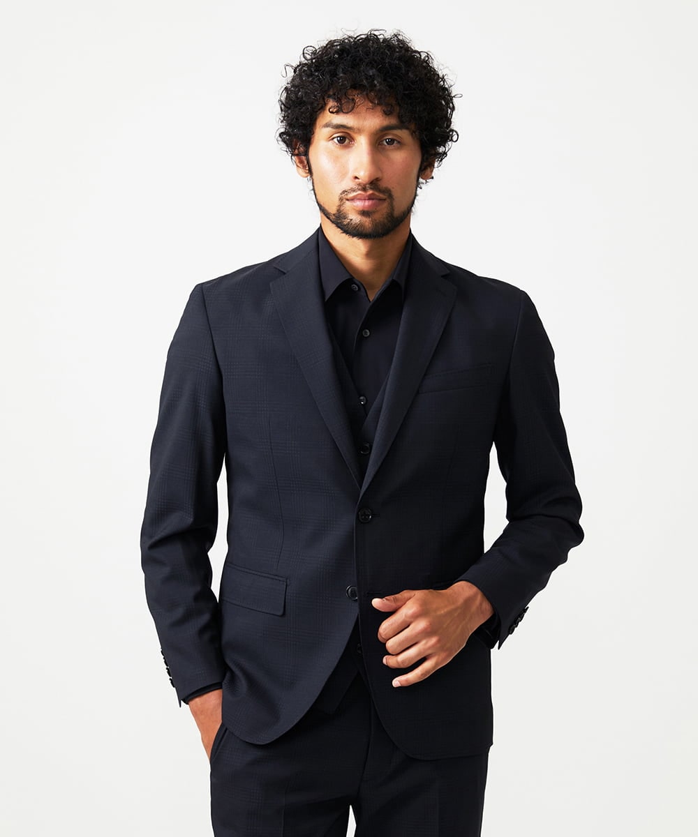MNDAD06690 MICHEL KLEIN HOMME(ミッシェルクラン オム) 【セットアップ】チェック柄テーラードジャケット ブラック