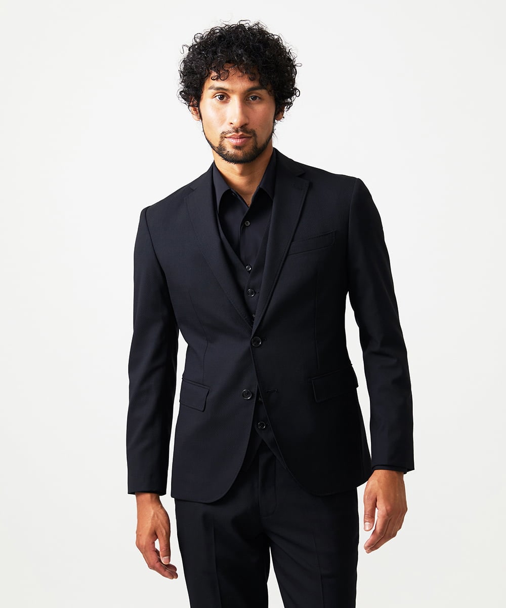 MNDAD07690 MICHEL KLEIN HOMME(ミッシェルクラン オム) 【セットアップ】小紋柄テーラードジャケット ブラック