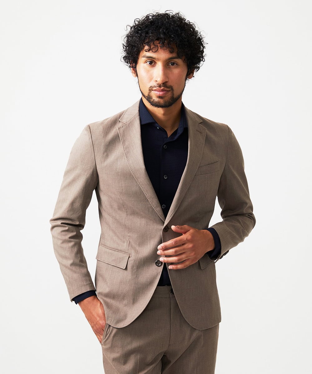 MNDAF53450 MICHEL KLEIN HOMME(ミッシェルクラン オム) 【セットアップ】ピンヘッドテーラードジャケット ブラウン