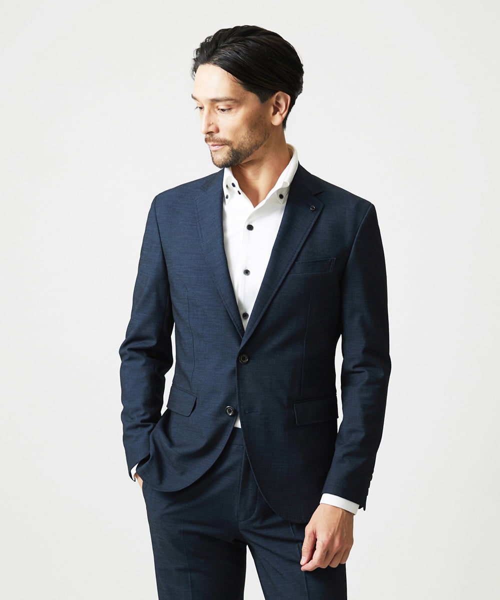 MNDAG03430 MICHEL KLEIN HOMME(ミッシェルクラン オム) 【セットアップ】オックスストレッチテーラードジャケット ネイビー