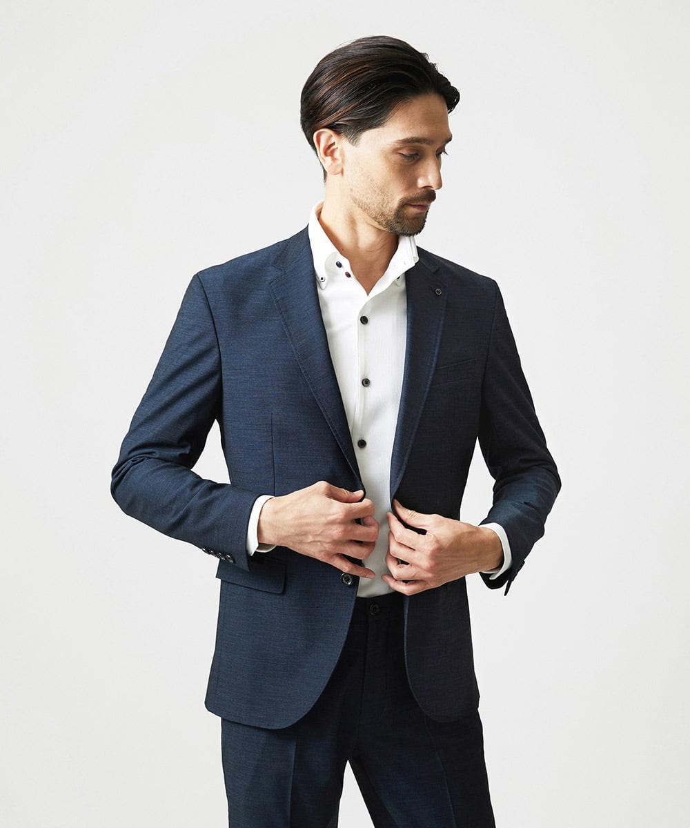 MNDAG03430 MICHEL KLEIN HOMME(ミッシェルクラン オム) 【セットアップ】オックスストレッチテーラードジャケット ネイビー