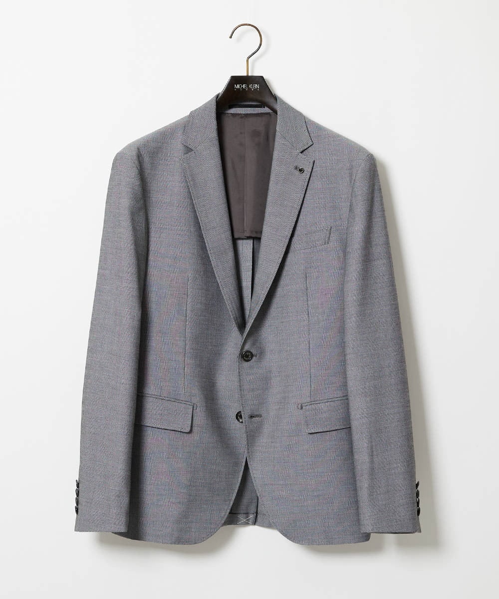 MNDAG03430 MICHEL KLEIN HOMME(ミッシェルクラン オム) 【セットアップ】オックスストレッチテーラードジャケット グレー