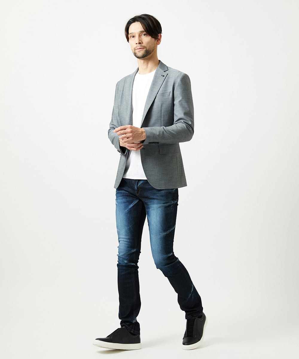 MNDAG03430 MICHEL KLEIN HOMME(ミッシェルクラン オム) 【セットアップ】オックスストレッチテーラードジャケット グレー