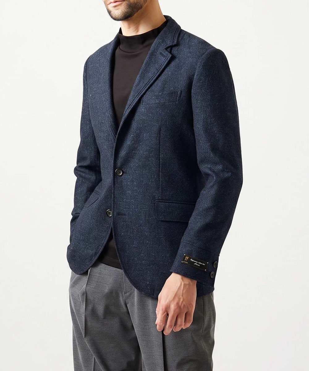 MNDAI51490 MICHEL KLEIN HOMME(ミッシェルクラン オム) ウールコットンコンバーチブルジャケット ネイビー