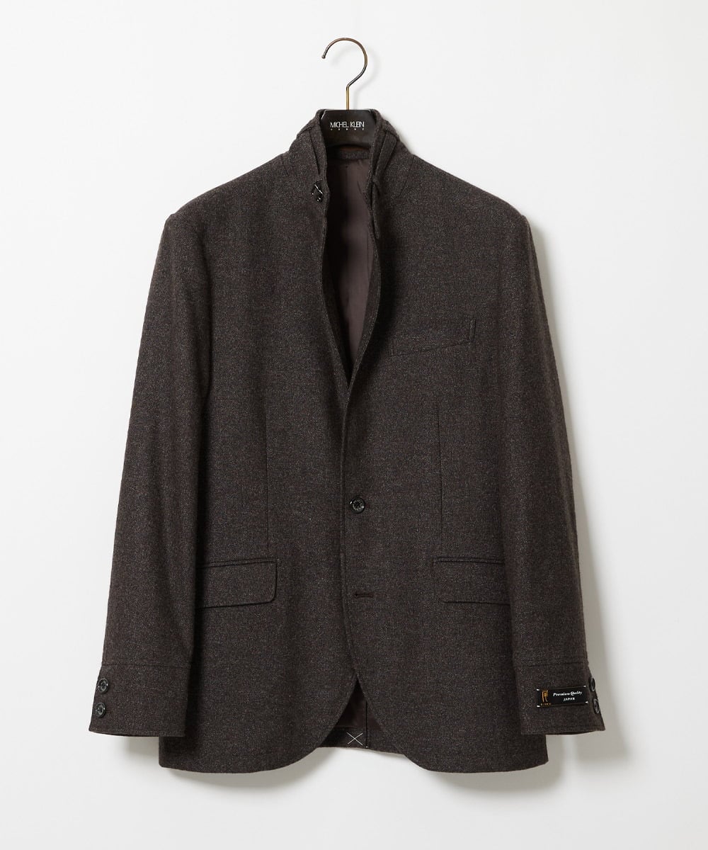 MNDAI51490 MICHEL KLEIN HOMME(ミッシェルクラン オム) ウールコットンコンバーチブルジャケット ブラウン
