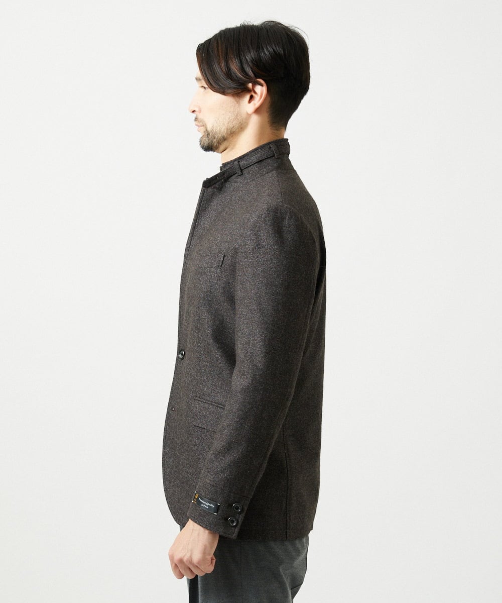 MNDAI51490 MICHEL KLEIN HOMME(ミッシェルクラン オム) ウールコットンコンバーチブルジャケット ブラウン
