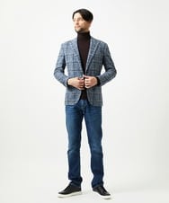 MNDAI52630 MICHEL KLEIN HOMME(ミッシェルクラン オム) チェック柄ピークドラペルジャケット ブルー