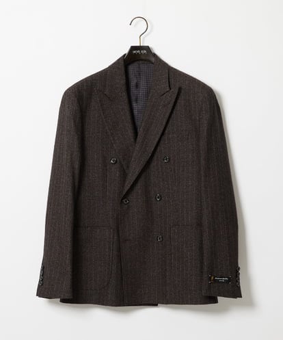 MNDAI53550 MICHEL KLEIN HOMME 【セットアップ】ストライプ柄ウールコットンダブルジャケット