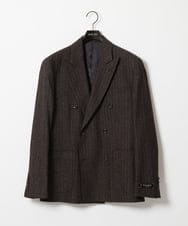 MNDAI53550 MICHEL KLEIN HOMME(ミッシェルクラン オム) 【セットアップ】ストライプ柄ウールコットンダブルジャケット ブラウン