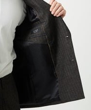 MNDAI53550 MICHEL KLEIN HOMME(ミッシェルクラン オム) 【セットアップ】ストライプ柄ウールコットンダブルジャケット ブラウン