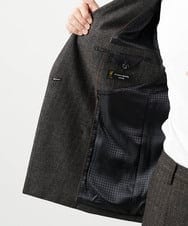 MNDAI53550 MICHEL KLEIN HOMME(ミッシェルクラン オム) 【セットアップ】ストライプ柄ウールコットンダブルジャケット ブラウン