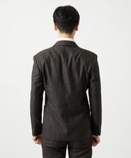 MNDAI53550 MICHEL KLEIN HOMME(ミッシェルクラン オム) 【セットアップ】ストライプ柄ウールコットンダブルジャケット ブラウン