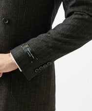 MNDAI53550 MICHEL KLEIN HOMME(ミッシェルクラン オム) 【セットアップ】ストライプ柄ウールコットンダブルジャケット ブラウン