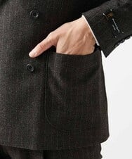 MNDAI53550 MICHEL KLEIN HOMME(ミッシェルクラン オム) 【セットアップ】ストライプ柄ウールコットンダブルジャケット ブラウン