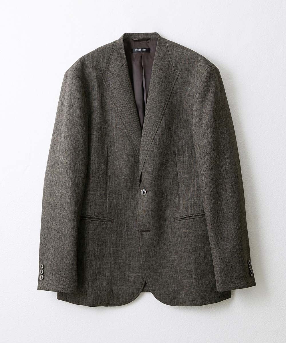 MNDAV37410 MICHEL KLEIN HOMME(ミッシェルクラン オム) ツイード調ノーカラージャケット ブラウン(87)