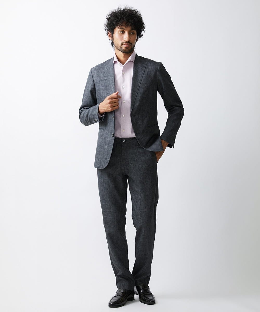 MNDAV37410 MICHEL KLEIN HOMME(ミッシェルクラン オム) ツイード調ノーカラージャケット ダークグレー(93)