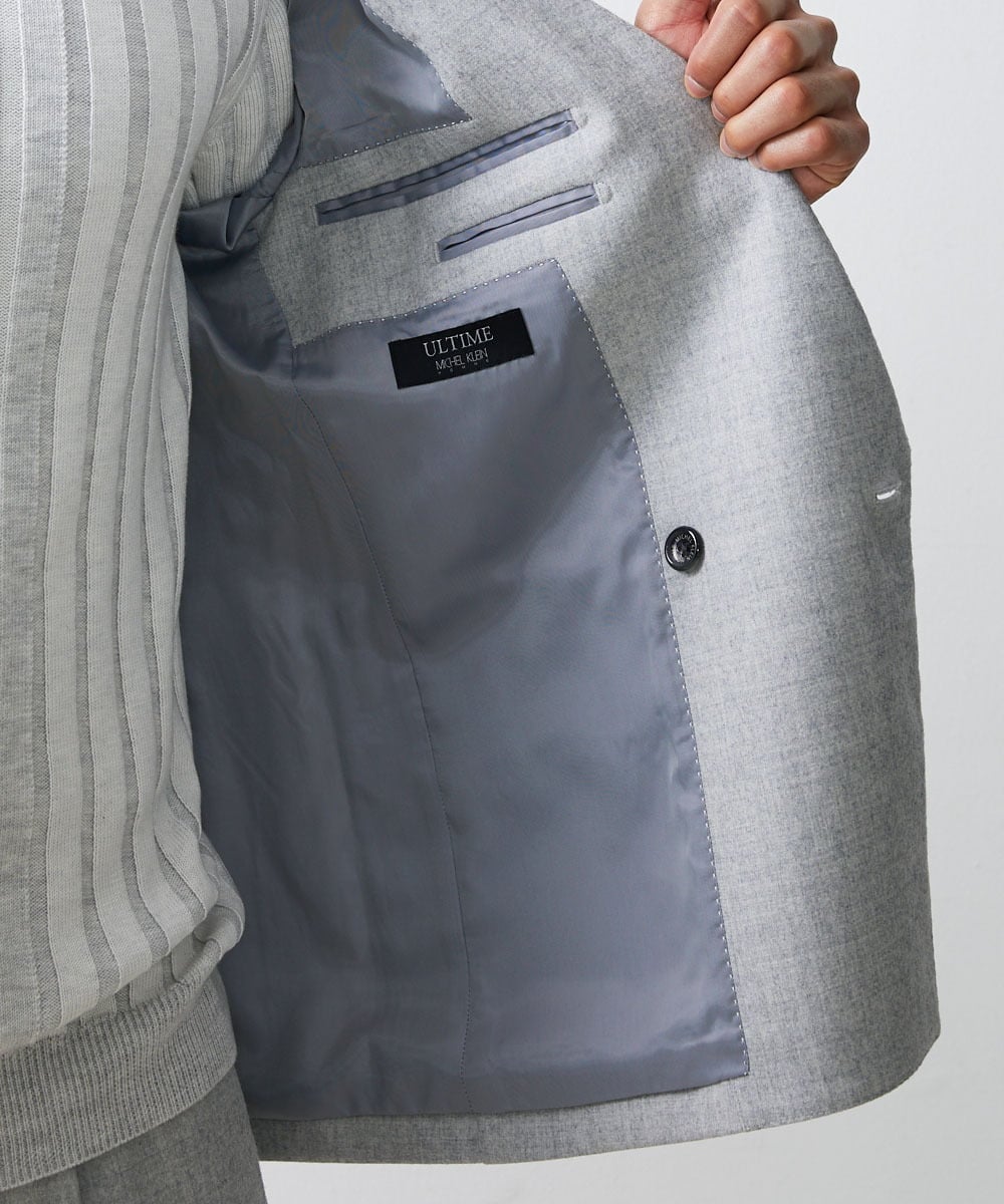 MNDAV82450 MICHEL KLEIN HOMME(ミッシェルクラン オム) ノーカラーダブルジャケット ライトグレー(91)