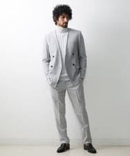 MNDAV82450 MICHEL KLEIN HOMME(ミッシェルクラン オム) ノーカラーダブルジャケット ライトグレー(91)