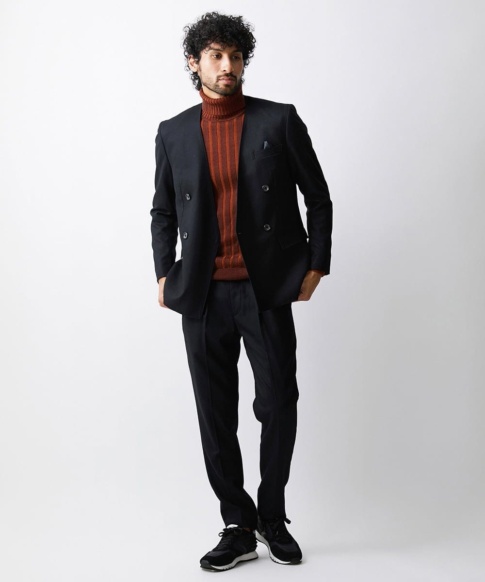 MNDAV82450 MICHEL KLEIN HOMME(ミッシェルクラン オム) ノーカラーダブルジャケット ブラック(94)
