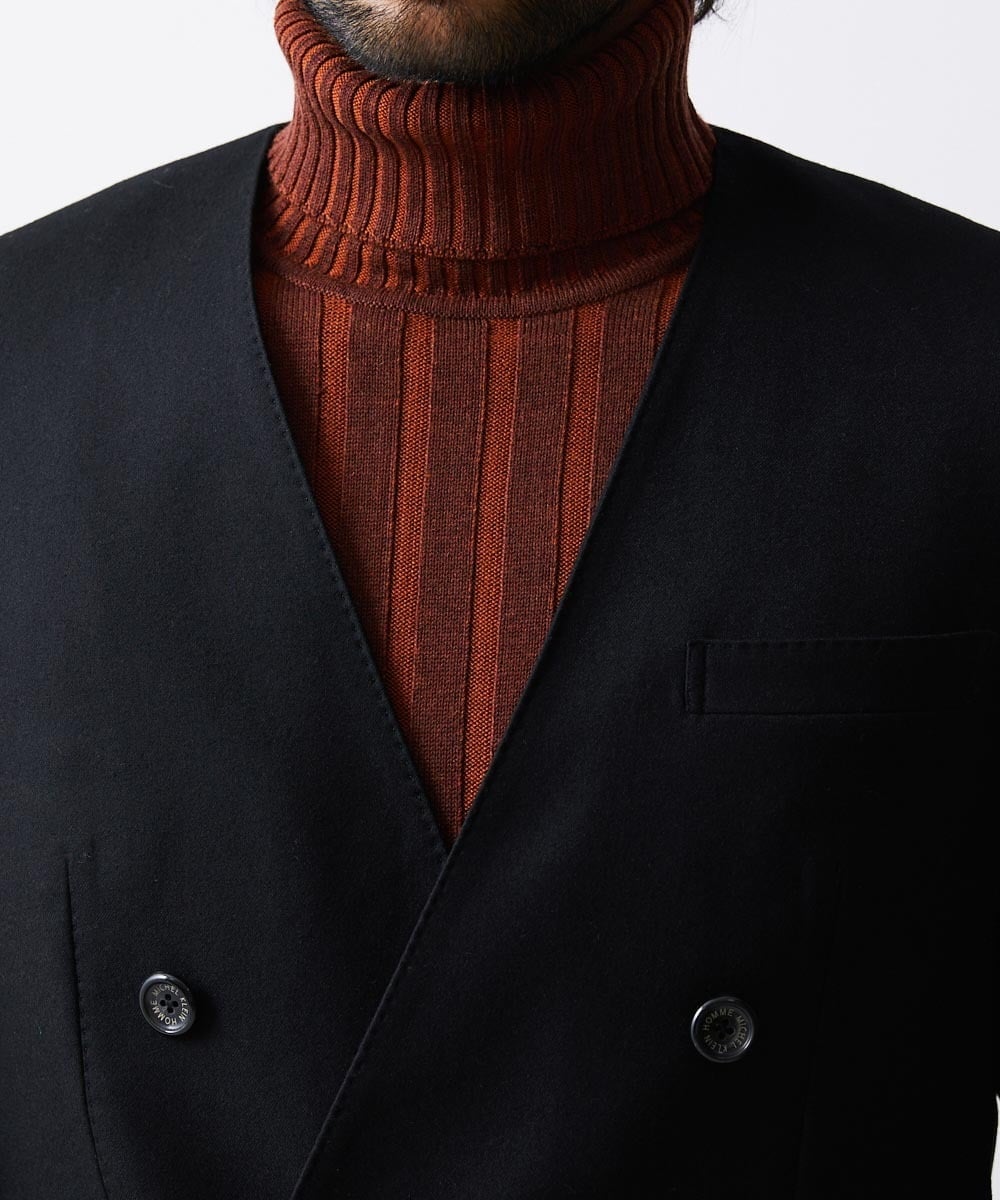 MNDAV82450 MICHEL KLEIN HOMME(ミッシェルクラン オム) ノーカラーダブルジャケット ブラック(94)