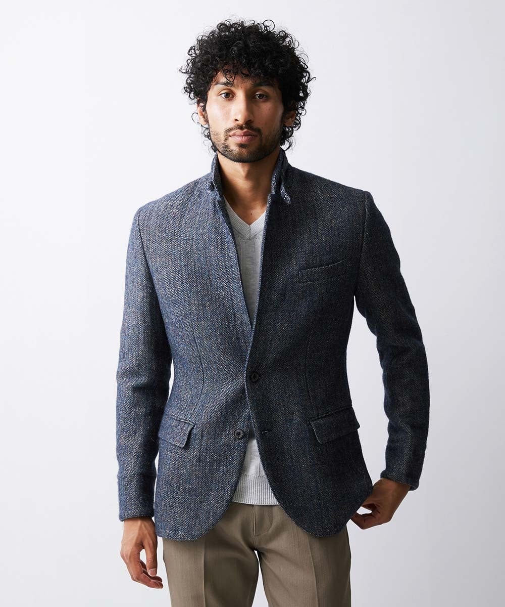 MNDAV84630 MICHEL KLEIN HOMME(ミッシェルクラン オム) ツイードコンバーチブルジャケット ブルー(55)
