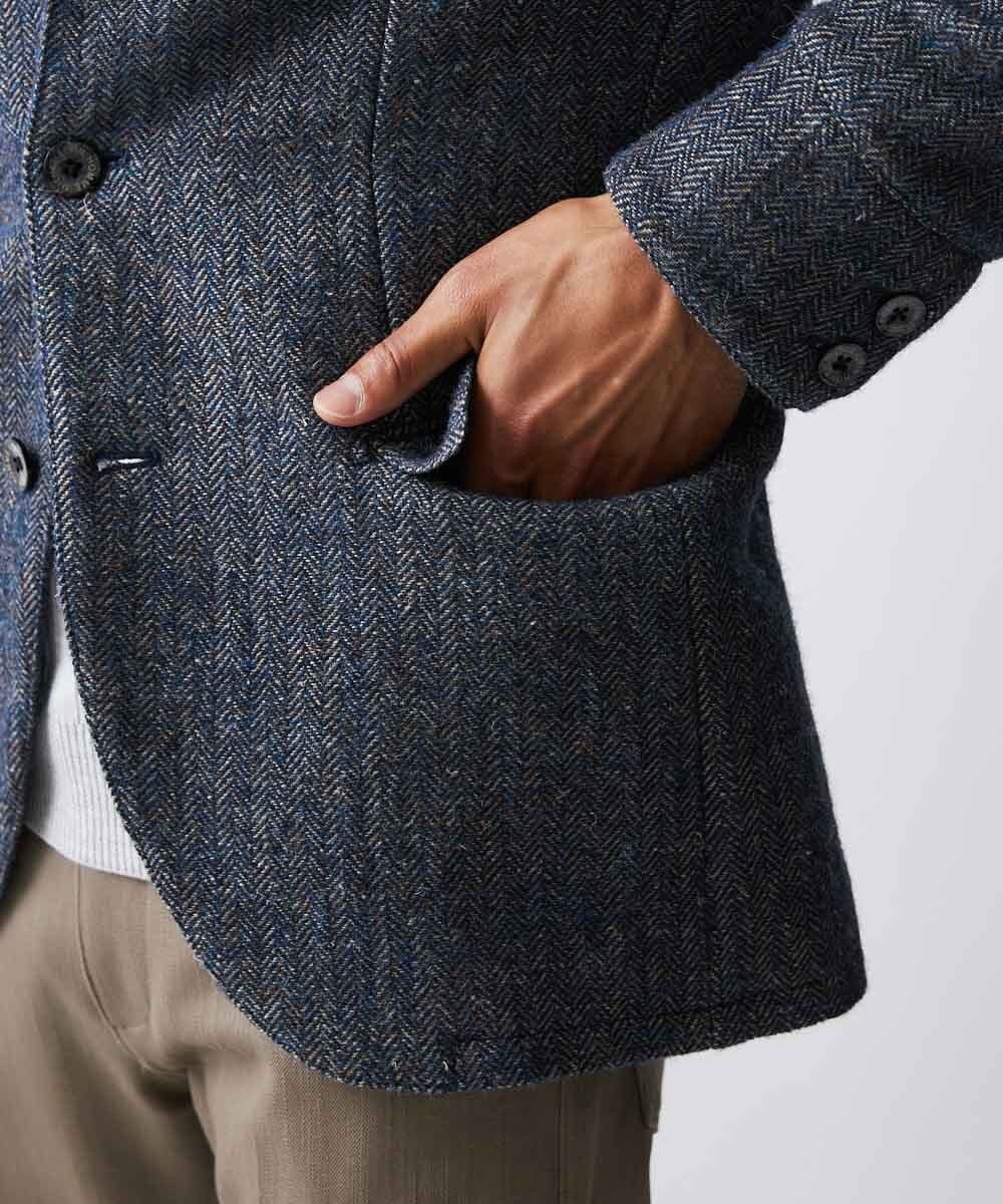 MNDAV84630 MICHEL KLEIN HOMME(ミッシェルクラン オム) ツイードコンバーチブルジャケット ブルー(55)