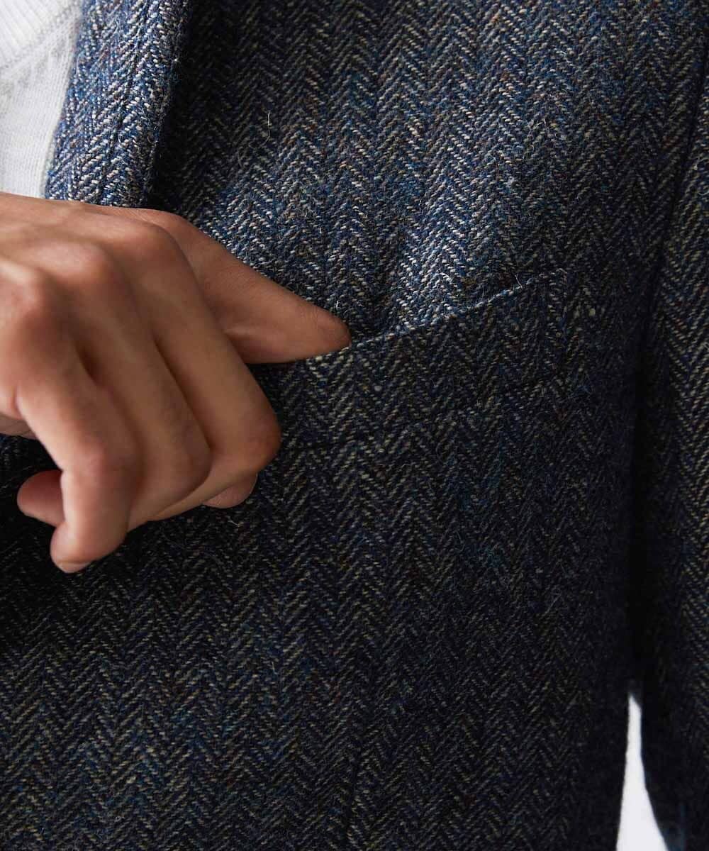 MNDAV84630 MICHEL KLEIN HOMME(ミッシェルクラン オム) ツイードコンバーチブルジャケット ブルー(55)