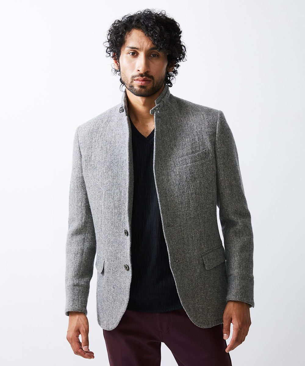 MNDAV84630 MICHEL KLEIN HOMME(ミッシェルクラン オム) ツイードコンバーチブルジャケット グレー(92)